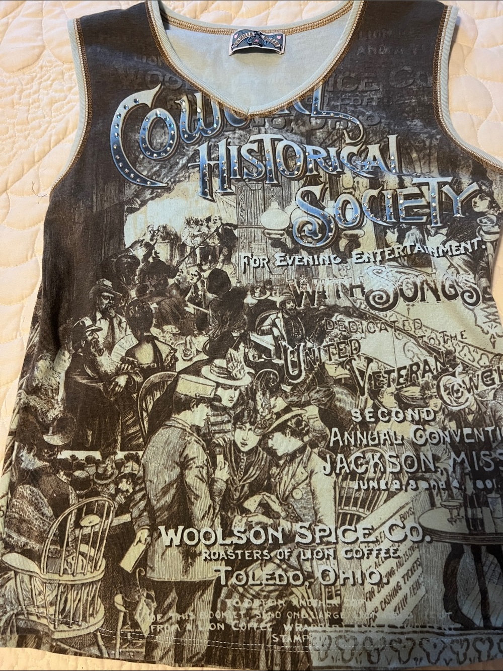 Vanilla Sugar Brown and Cream Vintage Graphic Tank, Cowgirl Historical Society